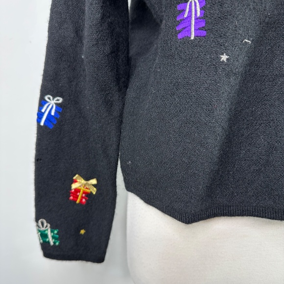 New Karen Scott Sport Boiled Wool Christmas Holiday Cardigan Knit Sz Petite L - Picture 5 of 15